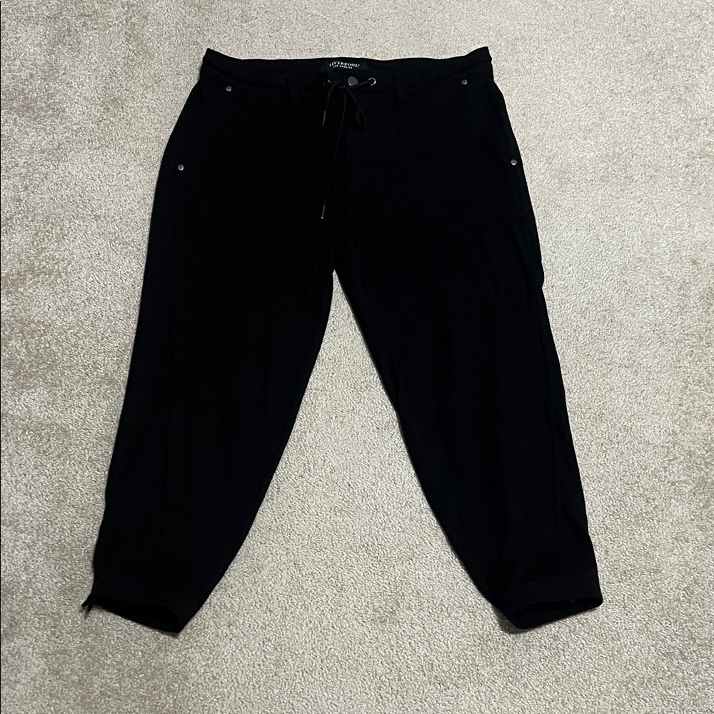 Liverpool Black Drawstring Cropped Jogger Pants